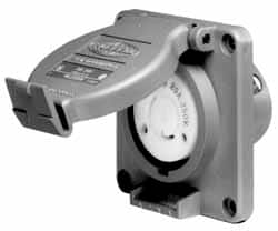 Hubbell Wiring Device-Kellems - 125/250 VAC, 30 Amp, L14-30R NEMA, Self Grounding Receptacle - 3 Poles, 4 Wire, Female End, Gray - Exact Tooling