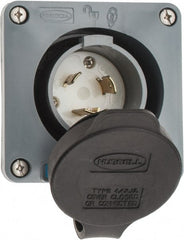 Hubbell Wiring Device-Kellems - 250 VAC, 20 Amp, L6-20P NEMA, Self Grounding Inlet - 2 Poles, 3 Wire, Male End, Gray - Exact Tooling