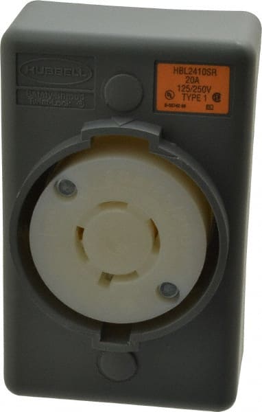Hubbell Wiring Device-Kellems - 125/250 VAC, 20 Amp, L14-20R NEMA, Self Grounding Receptacle - 3 Poles, 4 Wire, Female End, Gray - Exact Tooling