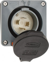 Hubbell Wiring Device-Kellems - 125/250 VAC, 20 Amp, L14-20P NEMA, Self Grounding Inlet - 3 Poles, 4 Wire, Male End, Gray - Exact Tooling
