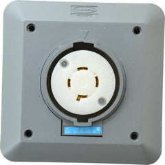 Hubbell Wiring Device-Kellems - 250 VAC, 20 Amp, L15-20R NEMA, Self Grounding Receptacle - 3 Poles, 4 Wire, Female End, Gray - Exact Tooling
