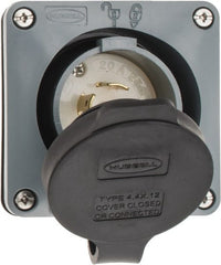 Hubbell Wiring Device-Kellems - 250 VAC, 20 Amp, L15-20P NEMA, Self Grounding Inlet - 3 Poles, 4 Wire, Male End, Gray - Exact Tooling