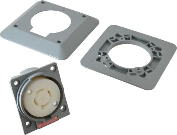 Hubbell Wiring Device-Kellems - 480 VAC, 20 Amp, L16-20R NEMA, Self Grounding Receptacle - 3 Poles, 4 Wire, Female End, Gray - Exact Tooling