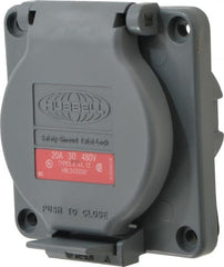 Hubbell Wiring Device-Kellems - 480 VAC, 20 Amp, L16-20R NEMA, Self Grounding Receptacle - 3 Poles, 4 Wire, Female End, Gray - Exact Tooling