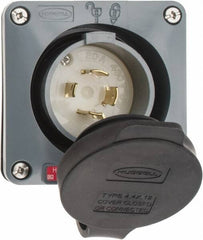 Hubbell Wiring Device-Kellems - 480 VAC, 20 Amp, L16-20P NEMA, Self Grounding Inlet - 3 Poles, 4 Wire, Male End, Gray - Exact Tooling