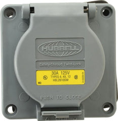 Hubbell Wiring Device-Kellems - 125 VAC, 30 Amp, L5-30R NEMA, Self Grounding Receptacle - 2 Poles, 3 Wire, Female End, Gray - Exact Tooling