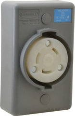 Hubbell Wiring Device-Kellems - 250 VAC, 30 Amp, L6-30R NEMA, Self Grounding Receptacle - 2 Poles, 3 Wire, Female End, Gray - Exact Tooling