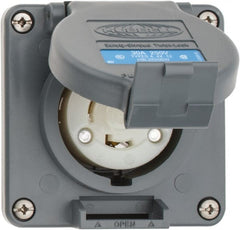 Hubbell Wiring Device-Kellems - 250 VAC, 30 Amp, L6-30R NEMA, Self Grounding Receptacle - 2 Poles, 3 Wire, Female End, Gray - Exact Tooling