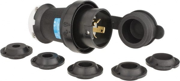 Hubbell Wiring Device-Kellems - 250 VAC, 30 Amp, L6-30P Configuration, Industrial Grade, Self Grounding Plug - 1 Phase, 2 Poles, IP66, 0.36 to 0.93 Inch Cord Diameter - Exact Tooling