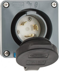 Hubbell Wiring Device-Kellems - 250 VAC, 30 Amp, L6-30P NEMA, Self Grounding Inlet - 2 Poles, 3 Wire, Male End, Gray - Exact Tooling