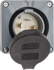 Hubbell Wiring Device-Kellems - 125/250 VAC, 30 Amp, L14-30P NEMA, Self Grounding Inlet - 3 Poles, 4 Wire, Male End, Gray - Exact Tooling