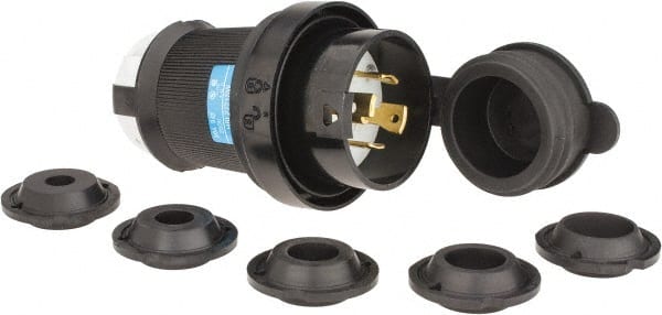 Hubbell Wiring Device-Kellems - 250 VAC, 30 Amp, L15-30P Configuration, Industrial Grade, Self Grounding Plug - 3 Phase, 3 Poles, IP66, 0.35 to 1.15 Inch Cord Diameter - Exact Tooling