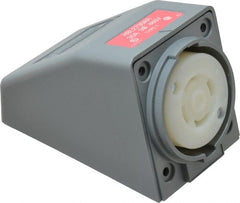 Hubbell Wiring Device-Kellems - 480 VAC, 30 Amp, L16-30R NEMA, Self Grounding Receptacle - 3 Poles, 4 Wire, Female End, Gray - Exact Tooling