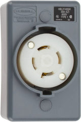 Hubbell Wiring Device-Kellems - 600 VAC, 30 Amp, L17-30R NEMA, Self Grounding Receptacle - 3 Poles, 4 Wire, Female End, Gray - Exact Tooling