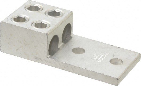 Thomas & Betts - 2 AWG Noninsulated Compression Connection Rectangle Ring Terminal - 1/2" Stud, 5-5/16" OAL x 2-3/4" Wide, Tin Plated Aluminum Contact - Exact Tooling