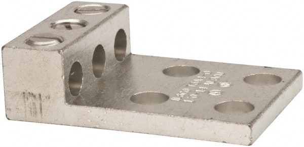 Thomas & Betts - 14-1/0 AWG Noninsulated Compression Connection Rectangle Ring Terminal - 3/8" Stud, 2-29/32" OAL x 2" Wide, Tin Plated Aluminum Contact - Exact Tooling