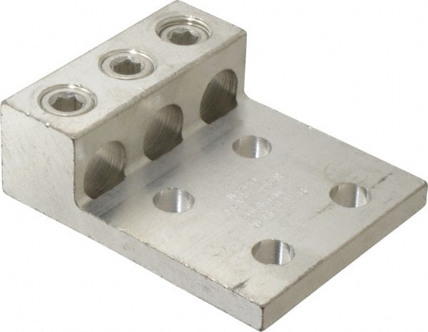 Thomas & Betts - 4 AWG Noninsulated Compression Connection Rectangle Ring Terminal - 1/2" Stud, 4-11/16" OAL x 3-3/4" Wide, Tin Plated Aluminum Contact - Exact Tooling