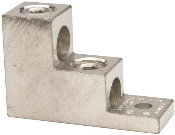 Thomas & Betts - 6 AWG Noninsulated Compression Connection Square Ring Terminal - 5/16" Stud, 3" OAL x 1-1/8" Wide, Tin Plated Aluminum Contact - Exact Tooling