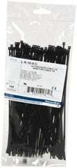 Thomas & Betts - 8" Long Black Nylon Standard Cable Tie - 18 Lb Tensile Strength, 1.13mm Thick, 2" Max Bundle Diam - Exact Tooling