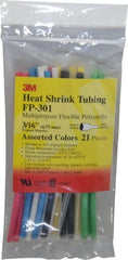 3M - 6" Long, 2:1, Polyolefin Heat Shrink Electrical Tubing - Black, Blue, Clear, Green, Red, White, Yellow - Exact Tooling