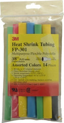 3M - 6" Long, 2:1, Polyolefin Heat Shrink Electrical Tubing - Black, Blue, Clear, Green, Red, White, Yellow - Exact Tooling