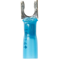 3M - #10 Stud, 16 to 14 AWG Compatible, Partially Insulated, Crimp Connection, Locking Fork Terminal - Exact Tooling