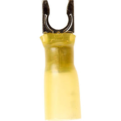 3M - #10 Stud, 12 to 10 AWG Compatible, Partially Insulated, Crimp Connection, Locking Fork Terminal - Exact Tooling