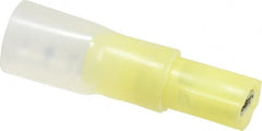 3M - 12 to 10 AWG, Nylon Heat Shrink, Fully Insulated, Female Wire Disconnect - 1/4 Inch Wide Tab, Yellow - Exact Tooling