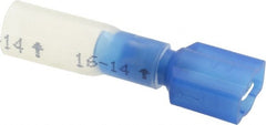 3M - 16 to 14 AWG, Nylon Heat Shrink, Fully Insulated, Male Wire Disconnect - 1/4 Inch Wide Tab, Blue, RoHS 2011/65/EU Compliant - Exact Tooling