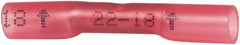 3M - 22 to 18 AWG Compatible, Heat Shrink Fully Insulated, Crimp-On Butt Splice Terminal - 2 Wire Entries, 1.2" OAL, Red - Exact Tooling