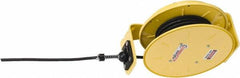 Conductix - 16 AWG, 20' Cable Length, Cord & Cable Reel with Bare End - 3 Outlets, NEMA 5-15R, 10 Amps, SEOW-A Cable, Yellow Reel, Spring Driven Reel - Exact Tooling