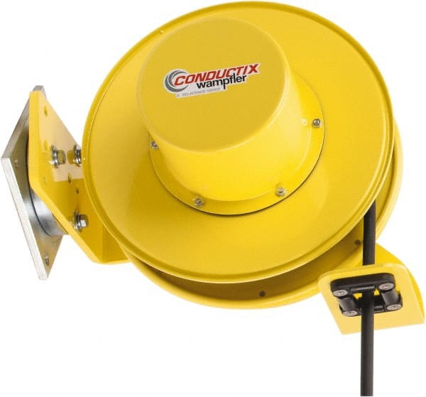 Conductix - 14 AWG, 40' Cable Length, Cord & Cable Reel with Cable End - 3 Outlets, SO Cable, White Reel - Exact Tooling