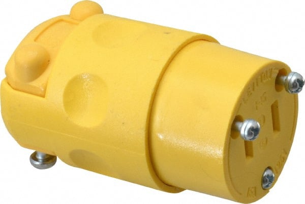 Leviton - 125 VAC, 15 Amp, 1-15R NEMA, Straight, Ungrounded, Commercial Grade Connector - 2 Pole, 2 Wire, 1 Phase, PVC, Yellow - Exact Tooling