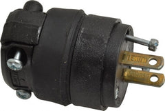 Leviton - 125 VAC, 15 Amp, 1-15P NEMA, Straight, Ungrounded, Residential Grade Plug - 2 Pole, 2 Wire, 1 Phase, Rubber, Black - Exact Tooling