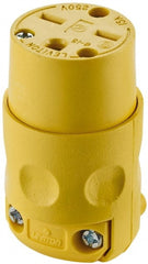 Leviton - 250 VAC, 15 Amp, 6-15R NEMA, Straight, Self Grounding, Commercial Grade Connector - 2 Pole, 3 Wire, 3 Phase, PVC, Yellow - Exact Tooling