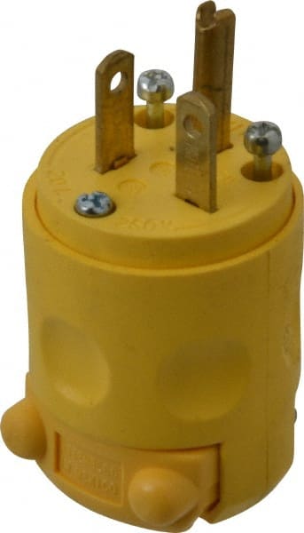 Leviton - 250 VAC, 20 Amp, 6-20P NEMA, Angled, Self Grounding, Commercial Grade Plug - 2 Pole, 3 Wire, 3 Phase, PVC, Yellow - Exact Tooling