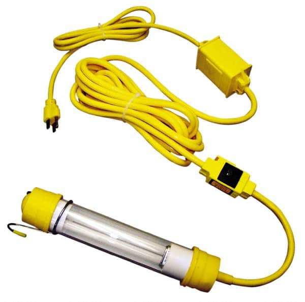 Made in USA - 120 Volt, 13 Watt, Electric, Fluorescent Portable Hook Work Light - 50' Cord, 1 Head - Exact Tooling