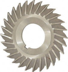 Made in USA - 2-1/2" Blade Diam x 3/32" Blade Thickness, 7/8" Hole, 28 Teeth, High Speed Steel Side Chip Saw - Straight Tooth, Arbor Connection, Right Hand Cut, Uncoated, with Keyway - Exact Tooling