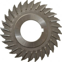 Made in USA - 2-1/2" Blade Diam x 1/8" Blade Thickness, 7/8" Hole, 28 Teeth, High Speed Steel Side Chip Saw - Straight Tooth, Arbor Connection, Right Hand Cut, Uncoated, with Keyway - Exact Tooling