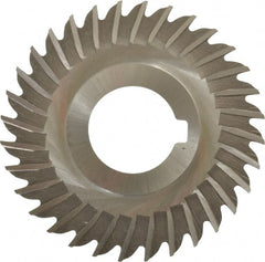 Made in USA - 3" Blade Diam x 1/16" Blade Thickness, 1" Hole, 32 Teeth, High Speed Steel Side Chip Saw - Straight Tooth, Arbor Connection, Right Hand Cut, Uncoated, with Keyway - Exact Tooling