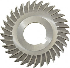 Made in USA - 3" Blade Diam x 5/64" Blade Thickness, 1" Hole, 32 Teeth, High Speed Steel Side Chip Saw - Straight Tooth, Arbor Connection, Right Hand Cut, Uncoated, with Keyway - Exact Tooling