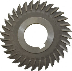 Made in USA - 3" Blade Diam x 1/8" Blade Thickness, 1" Hole, 32 Teeth, High Speed Steel Side Chip Saw - Straight Tooth, Arbor Connection, Right Hand Cut, Uncoated, with Keyway - Exact Tooling
