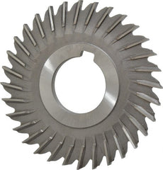 Made in USA - 3" Blade Diam x 9/64" Blade Thickness, 1" Hole, 32 Teeth, High Speed Steel Side Chip Saw - Straight Tooth, Arbor Connection, Right Hand Cut, Uncoated, with Keyway - Exact Tooling