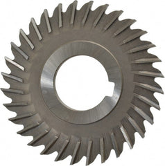 Made in USA - 3" Blade Diam x 5/32" Blade Thickness, 1" Hole, 32 Teeth, High Speed Steel Side Chip Saw - Straight Tooth, Arbor Connection, Right Hand Cut, Uncoated, with Keyway - Exact Tooling
