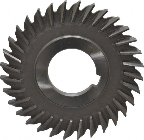 Made in USA - 3" Blade Diam x 3/16" Blade Thickness, 1" Hole, 32 Teeth, High Speed Steel Side Chip Saw - Straight Tooth, Arbor Connection, Right Hand Cut, Uncoated, with Keyway - Exact Tooling