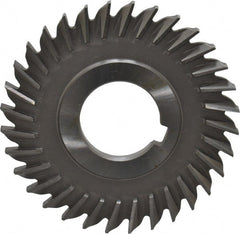 Made in USA - 3" Blade Diam x 3/16" Blade Thickness, 1" Hole, 32 Teeth, High Speed Steel Side Chip Saw - Straight Tooth, Arbor Connection, Right Hand Cut, Uncoated, with Keyway - Exact Tooling