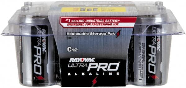 Rayovac - Size C, Alkaline, 12 Pack, Standard Battery - 1.5 Volts, Button Tab Terminal - Exact Tooling
