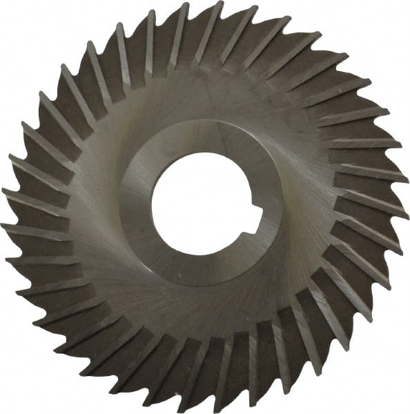Made in USA - 4" Blade Diam x 7/64" Blade Thickness, 1" Hole, 36 Teeth, High Speed Steel Side Chip Saw - Straight Tooth, Arbor Connection, Right Hand Cut, Uncoated, with Keyway - Exact Tooling