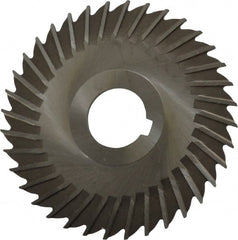Made in USA - 4" Blade Diam x 7/64" Blade Thickness, 1" Hole, 36 Teeth, High Speed Steel Side Chip Saw - Straight Tooth, Arbor Connection, Right Hand Cut, Uncoated, with Keyway - Exact Tooling