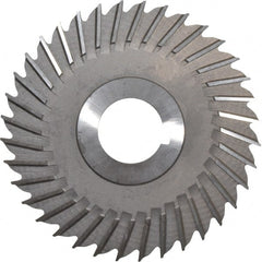 Made in USA - 4" Blade Diam x 1/8" Blade Thickness, 1" Hole, 36 Teeth, High Speed Steel Side Chip Saw - Straight Tooth, Arbor Connection, Right Hand Cut, Uncoated, with Keyway - Exact Tooling